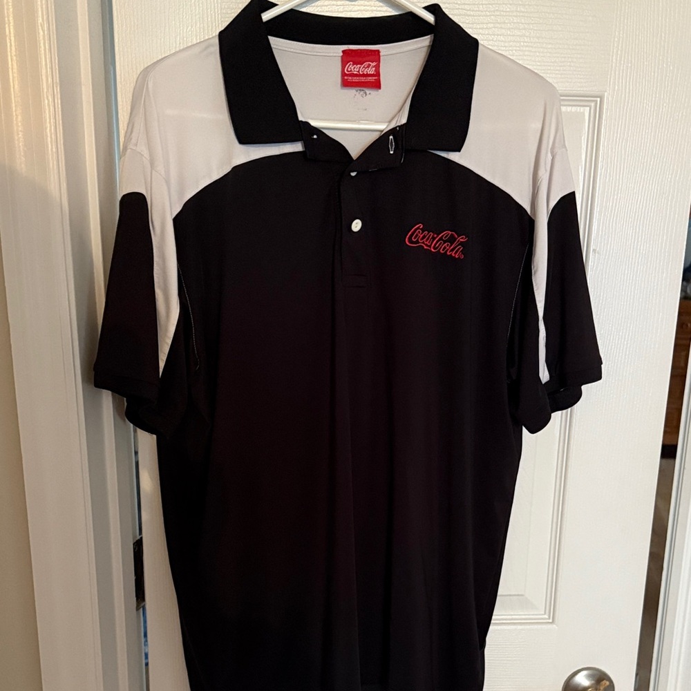 Coca Cola Black and White Polo Shirt